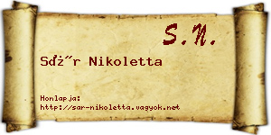 Sár Nikoletta névjegykártya
